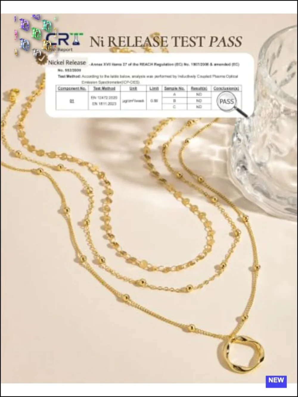 3 Pcs 14K Gold Plated Layered Necklace Stack Set for Women Pendant